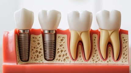 Before and after tooth implant  side by side comparison with space for informative text