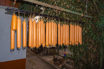 Fresh home made salami let dry