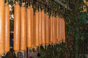 Fresh home made salami let dry