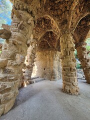 Arched stone columns in Park Guell