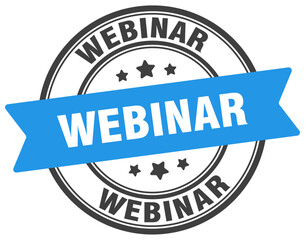 webinar stamp. webinar label on transparent background. round sign