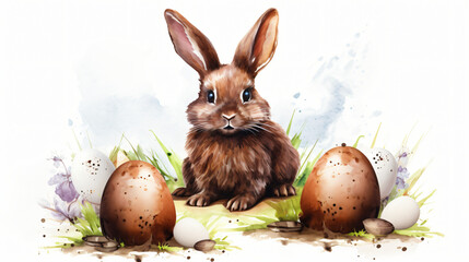 Fototapeta na wymiar An illustration of a hand-drawn watercolor Easter.