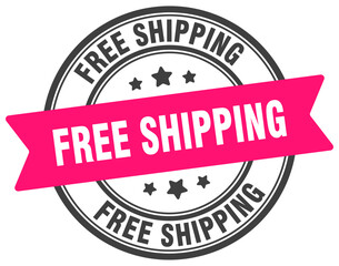 free shipping stamp. free shipping label on transparent background. round sign