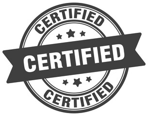 certified stamp. certified label on transparent background. round sign