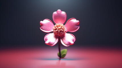 3d cute pink flower