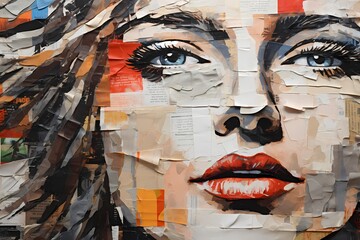 A mosaic of torn magazine pages colliding on canvas, forming a chaotic yet harmonious representation of the diverse facets of modern life.