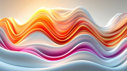 Abstract pink and white delicate soft waves flowing design background   modern digital art concept