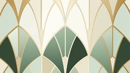 Generative AI, Green and golden luxury art deco style background, geometric abstract wallpaper

