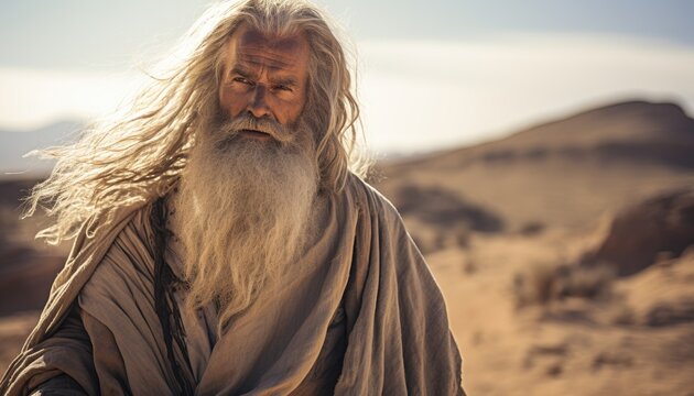 Prophet Elijah With Long White Hair and Beard