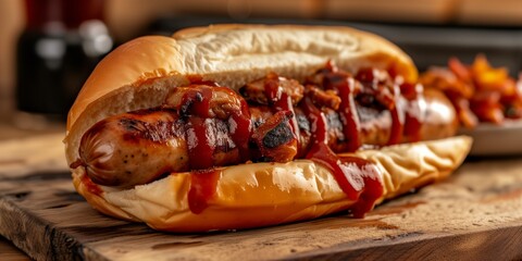 Delicious Grilled Sausage In A Bun: Beloved Ballpark Classic