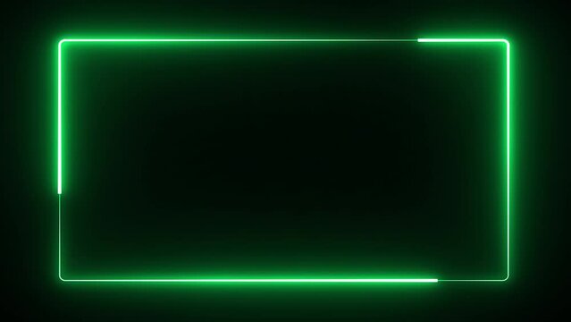 Seamless loop animation rectangle frame 4K video motion graphic. Animated borders frame glowing neon lights loop animation. abstract glowing neon rectangle border frame line animation.