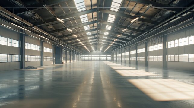 interior of Industrial building for manufacturing production plant or large warehouse..