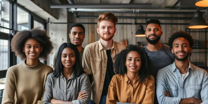 Group Of Diverse Young Professionals Working Together In Modern Office