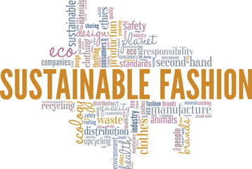 Sustainable Fashion word cloud conceptual design isolated on white background.
