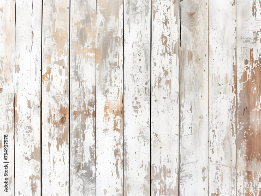 Wall mural white aged wood background