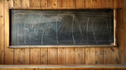 Vintage classroom chalkboard with wood frame. empty blackboard texture. educational background concept. AI