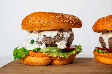 Juicy imperfect Gourmet messy Burger