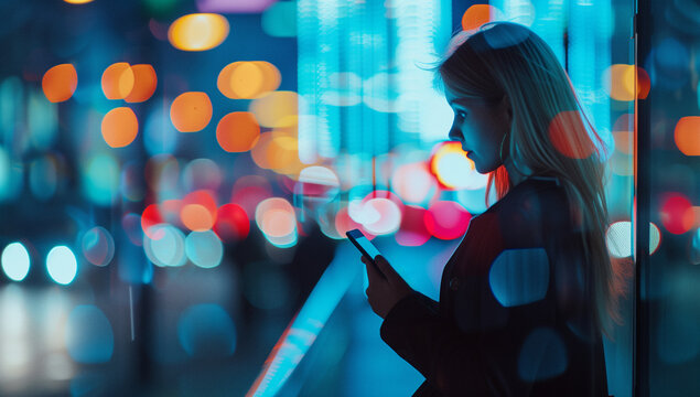 smartpone, cellphone, handy, tablet, business, frau, b&uuml;rofrau, technologier, stadt, nach, abend, bokeh, unscharf, hintergrund, existenz, gr&uuml;nder, digitales, daten, kaufmann, kauffrau, erwachsen