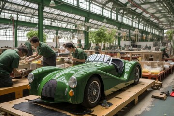 Production of a retro-style green electric car in an environmentally friendly production