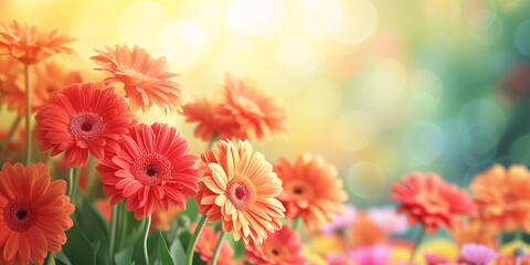 Orange gerberas, bright summer background