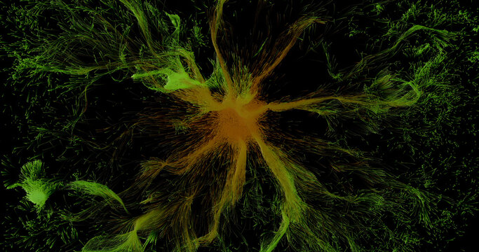 Fototapeta Abstract green and orange fractal explosion