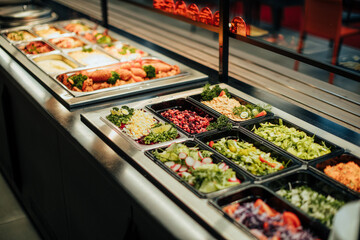 Bufet food station ready to serve