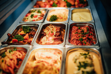 Bufet food station ready to serve