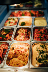 Bufet food station ready to serve