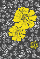 floral background with sunflowers tones