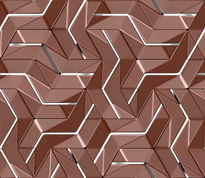 3D wall chokolate color panels with chrome metallic decor