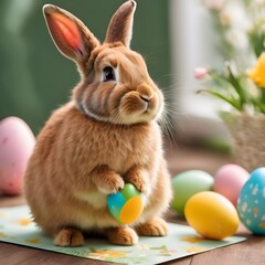 Obraz premium Holiday greeting card with text happy Easter