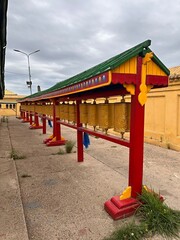 A prayer mills in a Buddhist compound in Ulaanbaatar
