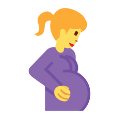 Pregnant Woman vector icon. Isolated  pregnant woman holding her round stomach emoji sticker design.