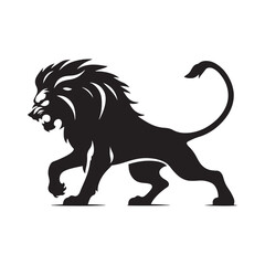 Furious Roar: Intense Vector Illustration Silhouette of an Angry Lion, Capturing the Ferocity and Power of the Fierce Predator.