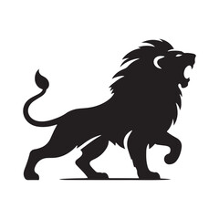 Furious Roar: Intense Vector Illustration Silhouette of an Angry Lion, Capturing the Ferocity and Power of the Fierce Predator.