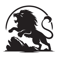 Furious Roar: Intense Vector Illustration Silhouette of an Angry Lion, Capturing the Ferocity and Power of the Fierce Predator.