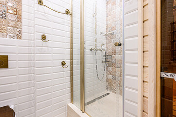 interior apartment room bathroom, sink, decorative elements, toilet. WC, sanitary unit, wash room