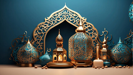 Lamp in the mosque Arabic Ramadan Kareem background