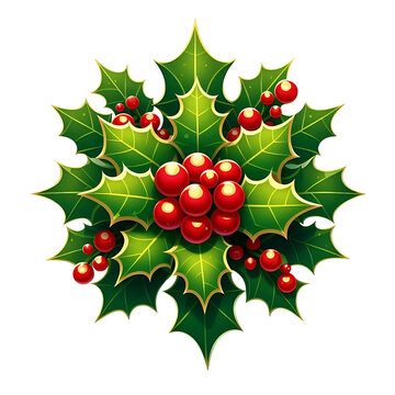 holly berries and leaves christmas decoration 