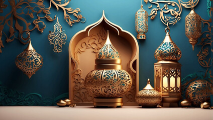 Lamp in the mosque Arabic Ramadan Kareem background