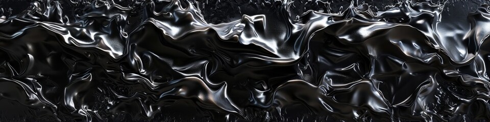 3D wall of enigmatic obsidian, with a liquid-like gloss and severe edges, embodying a sense of profound mysteries. - obrazy, fototapety, plakaty