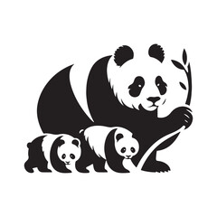 Gentle Giants: Vector Illustrations of Panda Silhouettes, Capturing the Endearing Charm and Peaceful Nature of These Beloved Creatures.