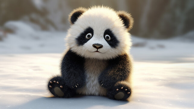 3d cute panda photo