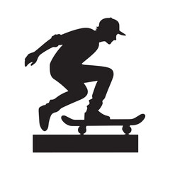 Urban Thrills: Vector Illustrations of Skateboarder Silhouettes, Capturing the Energy and Excitement of Skateboarding Culture in Urban Landscapes.