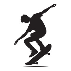 Urban Thrills: Vector Illustrations of Skateboarder Silhouettes, Capturing the Energy and Excitement of Skateboarding Culture in Urban Landscapes.