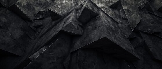 A dark, abstract landscape of black variations, architecturally aligned, suggesting a complex, unexplored geometric world.