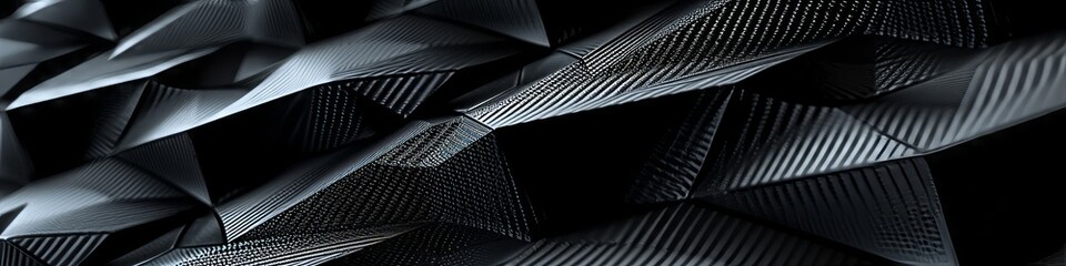 A sleek 3D wall with carbon fiber texture and geometric patterns in black.