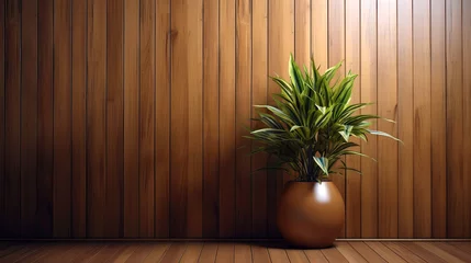 Fotobehang Vase plant in a wooden room © Zedx