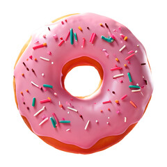 Pink donut with sprinkles on a transparent background