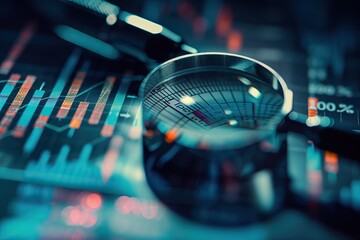 on analysis data strategy with graph accounting marketing or report chart economy investment research profit concept.